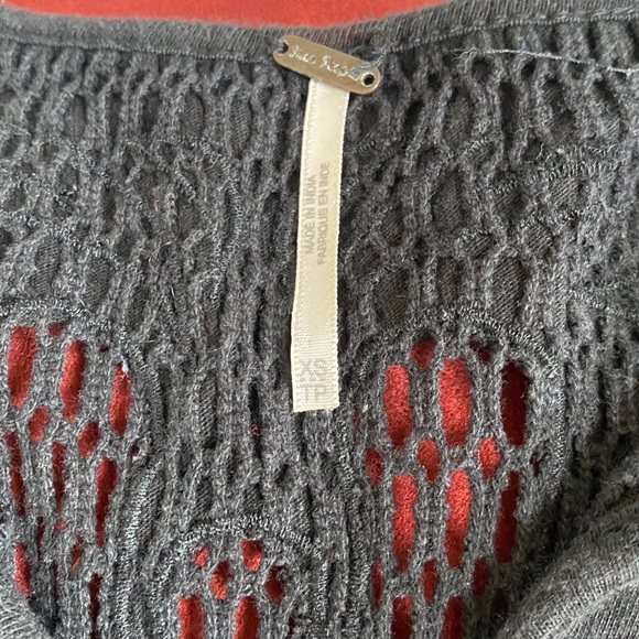 Free People black long sleeve crochet top size XS - Picture 3 of 5